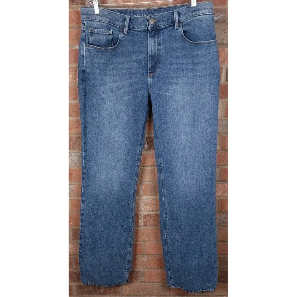Mott & Bow Mens Med Wash Denim Jeans Straight Leg Mid Rise 5-Pocket 36x34